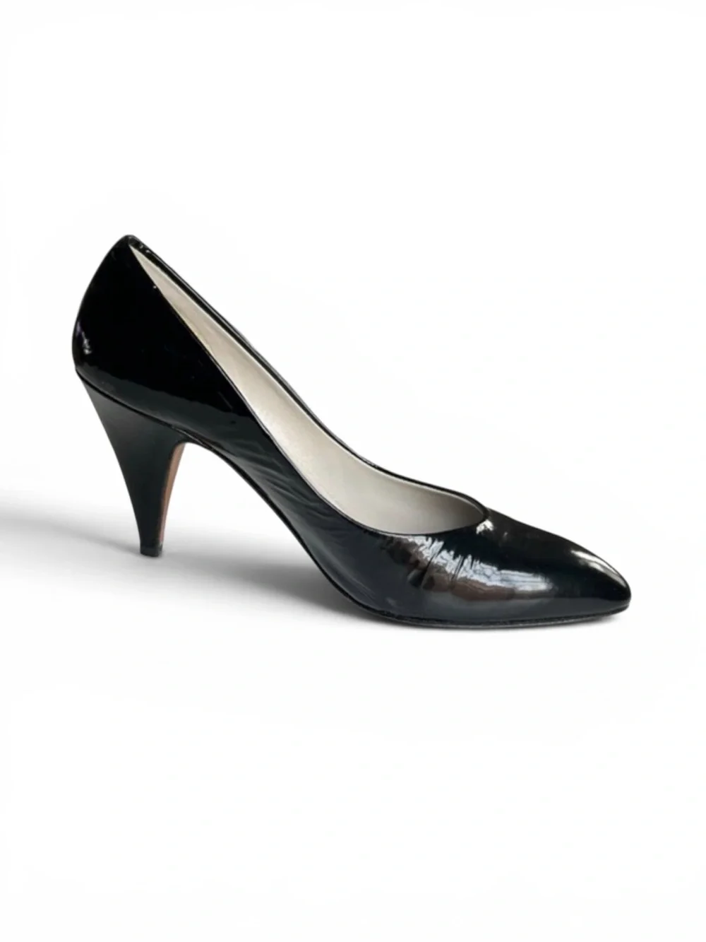 Chantal Italy Black Patent Leather Pointed Toe Pumps Heels Size 6.5